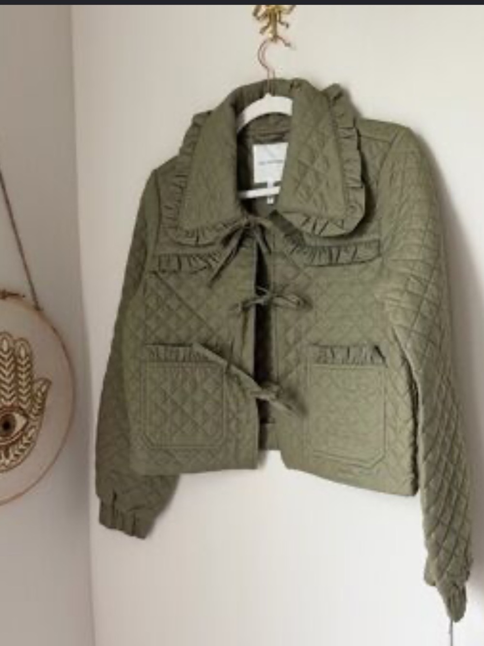 NEW Avec Les Filles Olive Quilted Tie-Front Women’s Jacket Size XL